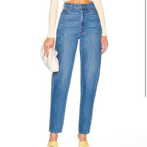 MOTHER High-Rise Straight Leg Jeans in Medium Blue